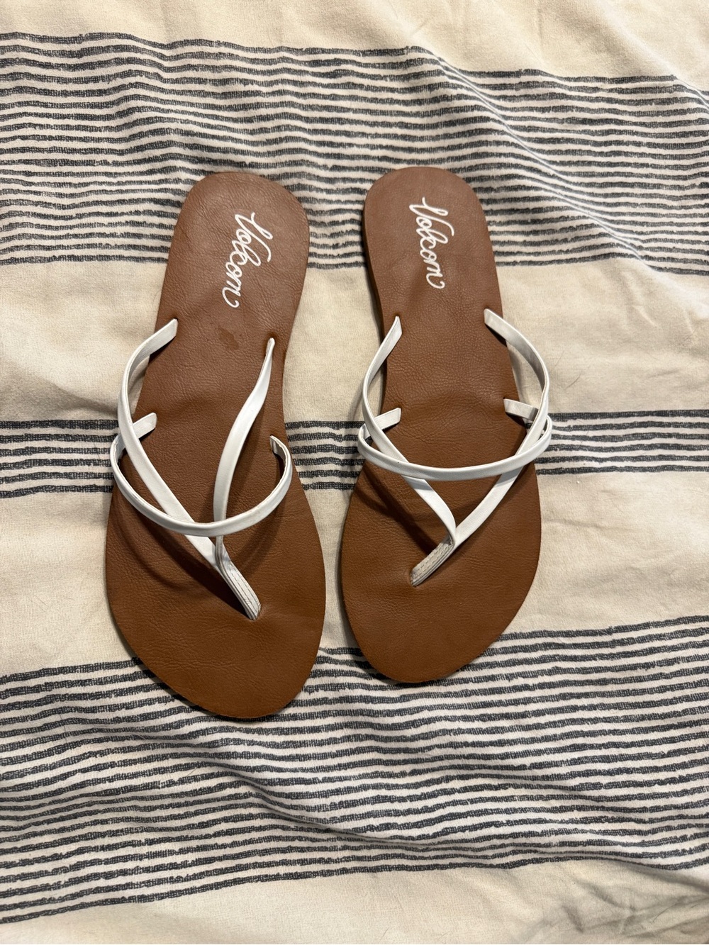 Volcom Women's White Strap Brown Footbed Sandals